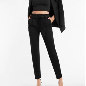 Express High Waisted Paperbag Ankle Pant in Black